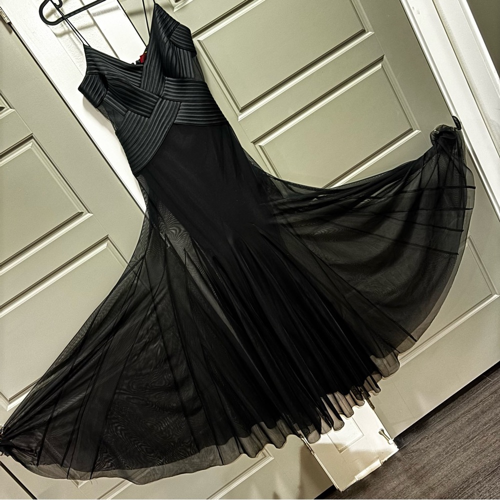 JS Collections Black  Long  Mesh Prom Dress